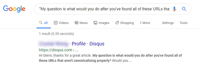 Blog comments indexed, but associated with another page.